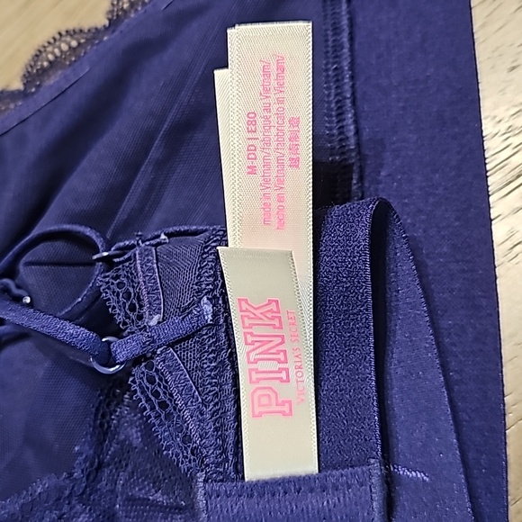 PINK NWOT Victoria's Secret Blue Halter Style Bralette Size Med 36DD - Picture 5 of 6